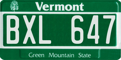 VT license plate BXL647