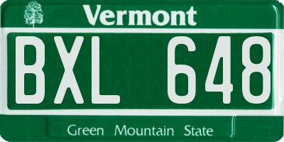 VT license plate BXL648