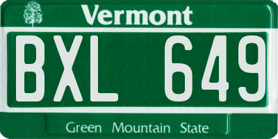 VT license plate BXL649
