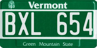 VT license plate BXL654