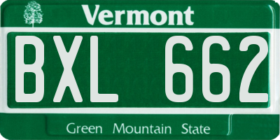 VT license plate BXL662