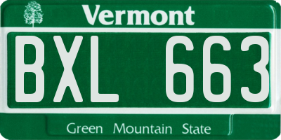 VT license plate BXL663