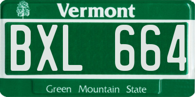 VT license plate BXL664