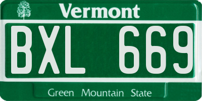 VT license plate BXL669