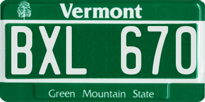 VT license plate BXL670