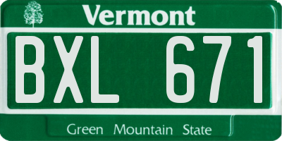VT license plate BXL671