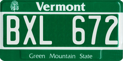 VT license plate BXL672