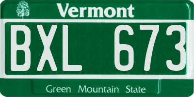 VT license plate BXL673
