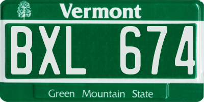 VT license plate BXL674
