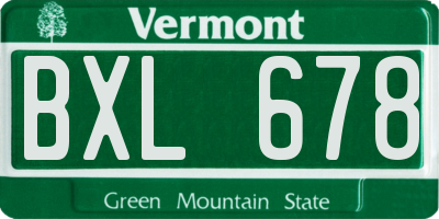 VT license plate BXL678
