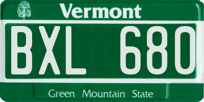 VT license plate BXL680
