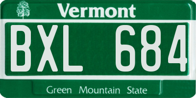 VT license plate BXL684