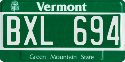 VT license plate BXL694