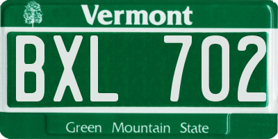 VT license plate BXL702