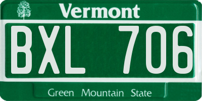 VT license plate BXL706