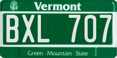 VT license plate BXL707