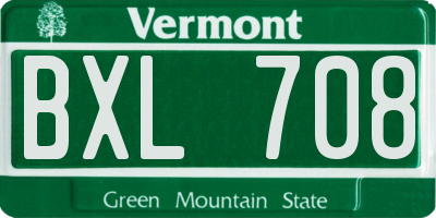 VT license plate BXL708