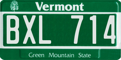 VT license plate BXL714