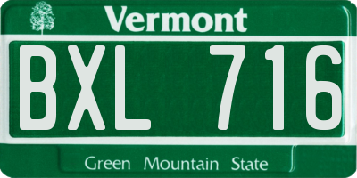 VT license plate BXL716