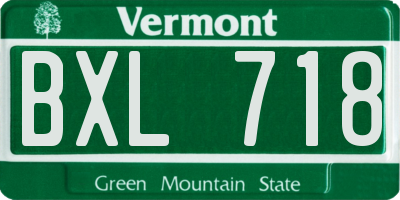VT license plate BXL718