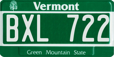VT license plate BXL722