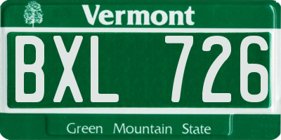 VT license plate BXL726