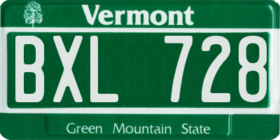VT license plate BXL728