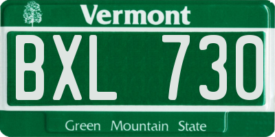 VT license plate BXL730