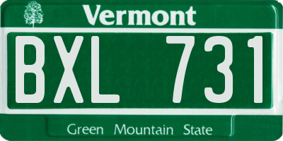 VT license plate BXL731