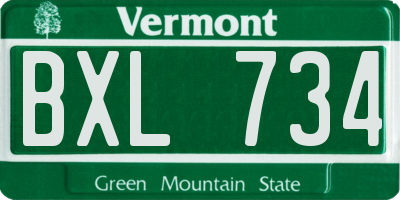 VT license plate BXL734