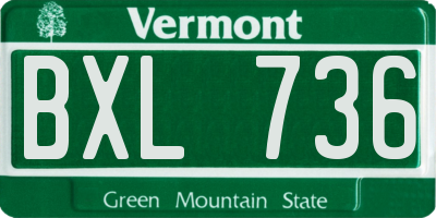 VT license plate BXL736