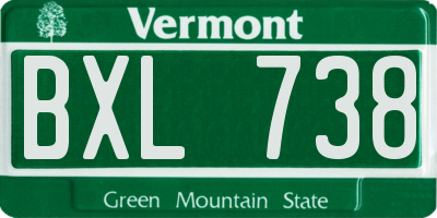 VT license plate BXL738