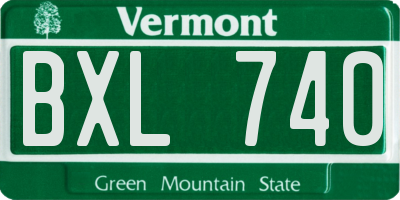 VT license plate BXL740