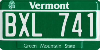 VT license plate BXL741