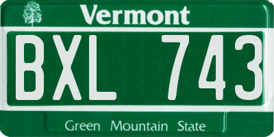 VT license plate BXL743