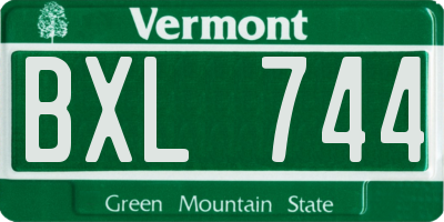 VT license plate BXL744