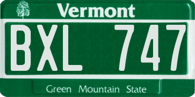 VT license plate BXL747