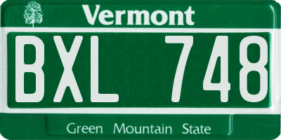 VT license plate BXL748