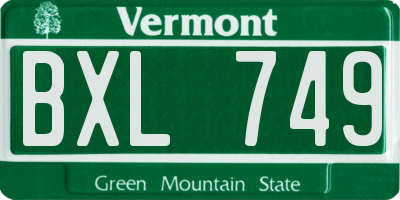 VT license plate BXL749