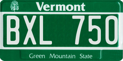 VT license plate BXL750