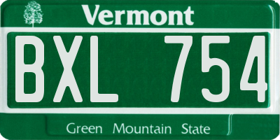 VT license plate BXL754