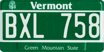 VT license plate BXL758