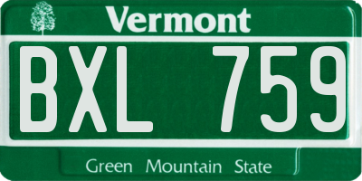 VT license plate BXL759