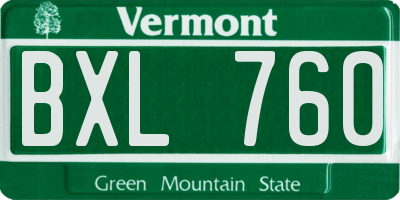 VT license plate BXL760