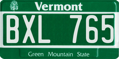 VT license plate BXL765
