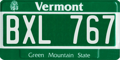 VT license plate BXL767
