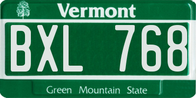 VT license plate BXL768