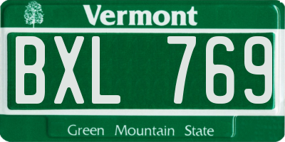 VT license plate BXL769