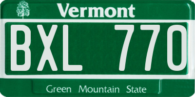 VT license plate BXL770