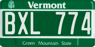 VT license plate BXL774
